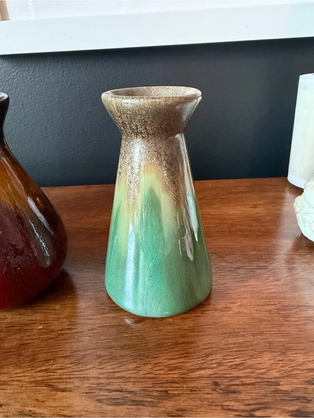 Handcrafted Red and Green Ceramic Vases - Set of 3